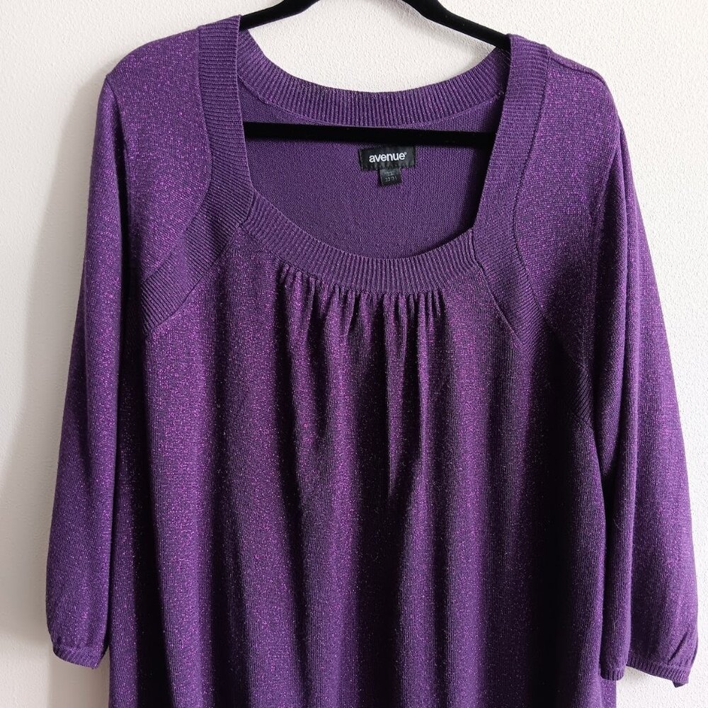 Vintage 1980s Plus Size Purple Glittery Top